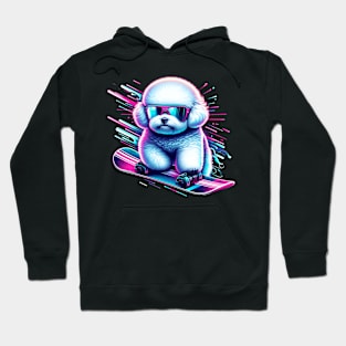 Bichon Frise On Snowboard Hoodie